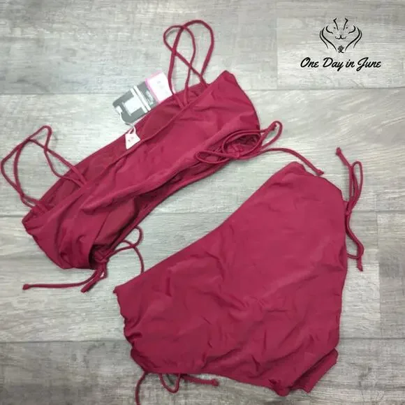 Shekini Drawstring Tube Top Bikini Swimsuit Size XL - Picture 6 of 6